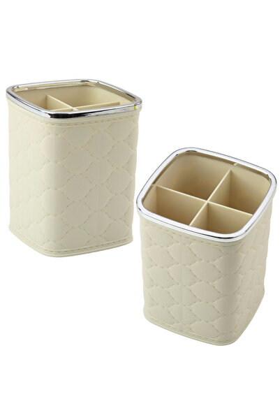 Three top online Brush Organizer with Four Compartments, White