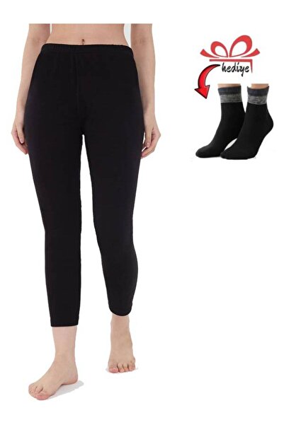 Velora Shopping Uygur Kadın Siyah Saf Yün Tayt+Bilek üstü yarım kadın çorabı ...