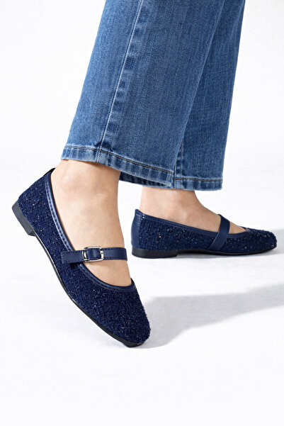 STOCON Balerini din țesătură tweed, cu cataramă elegantă, talpă ortopedică, p...