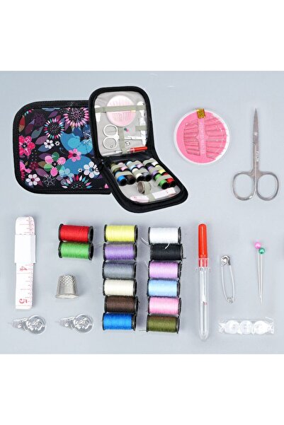 iğne izi 25 +Parça Çantalı Dikiş Seti - Full Aksesuarlı Taşınabilir Dikiş Kutusu
