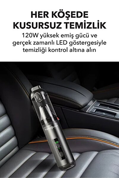 EN SİGA Kablosuz Şarjlı El Süpürgesi 20000Pa Güçlü Emiş, Dijital Ekran, Type‑...