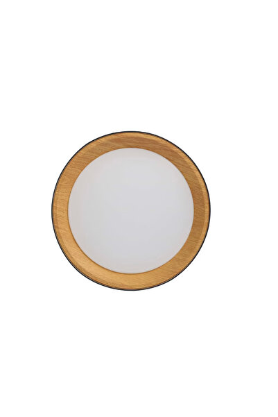 LED-POL Plafoniera LED ORO BENTO 18W, 1950 lm, 4000K Neutru, Negru cu Lemn, Ø290 mm, CRI≥80, 30.000h