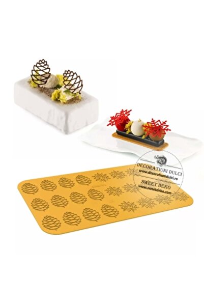 Decoratiuni Dulci Snowflakes and pine cones embroidery mold | Inverno - silic...