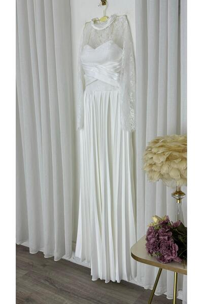 alweshah alahmar long pleated dress