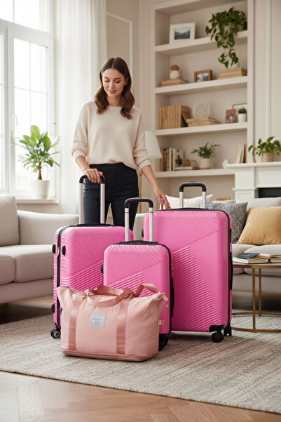 ZAAPPY Hard Shell Lightweight Pink Luggage, Combination Lock, Double Spinner ...