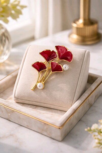 mos&more Bordo Gingko Broş