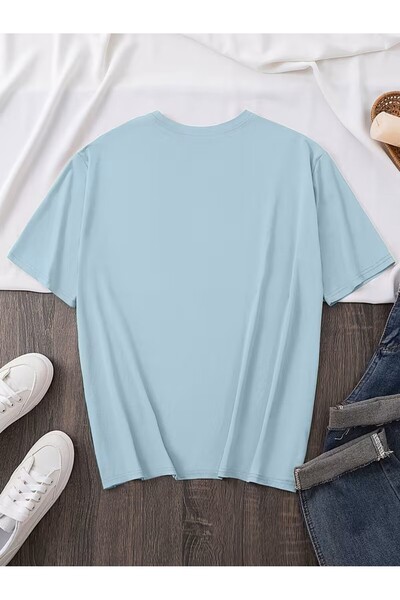 oneagılyazı Cat Pattern Short Sleeve Round Neck T-Shirt, Loose Cut Thin, Trendy