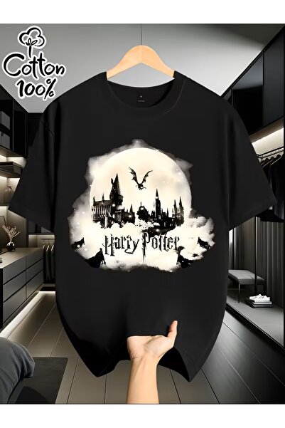 oneagılyazı Wb and Prisoner of Azkaban Series Themed Printed 100% Cotton Shor...