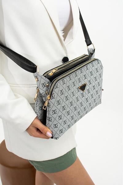 mugalas Three-Compartment Garnelii Patterned Adjustable Long Strap Women's Sh...