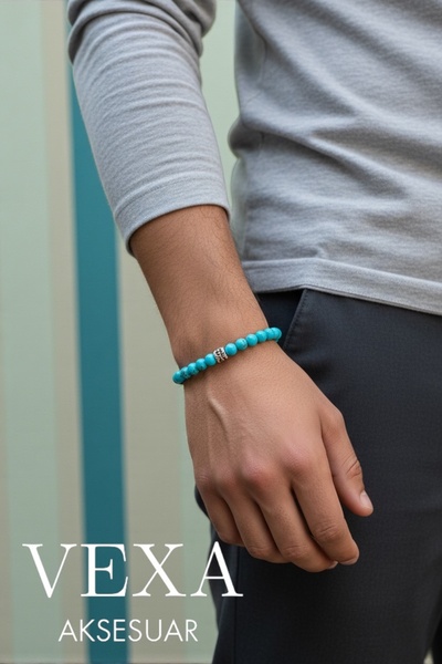 Vexa Aksesuar Natural Turquoise Stone Bracelet - Certified Natural Stone - Pr...
