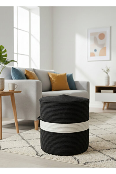 HomeTurko Loft Modern Yumuşak Jüt Puf Dekoratif El Örmesi Silindir Tabure ve ...