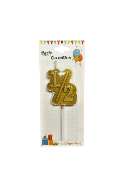 NET MARKET Altın Sarısı 1/2 (Yarım Yaş) Doğum Günü Pastası Mumu - 6 Ay Partis...