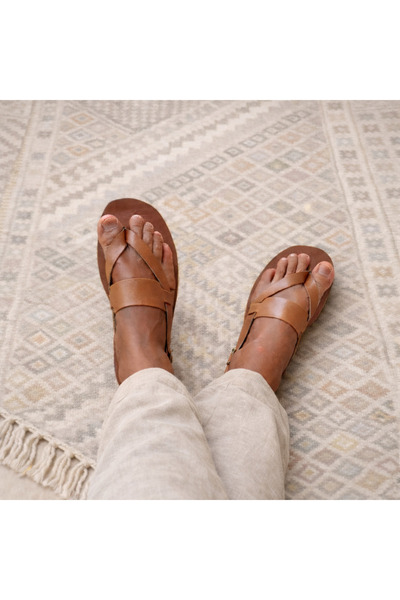 Bostini Genuine Leather Flip Flops Sandals