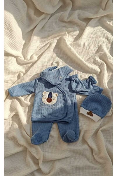 Babycan erkek bebek müslin kumaş dörtlü hastane çıkışı boom bear