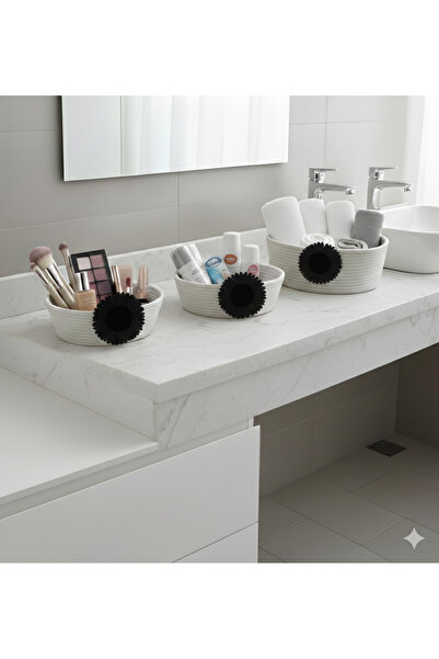 Banyo Düzenleyici 3'lü Sepet Papatyalı Sepet çok Amaçlı Sepet