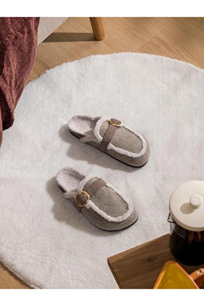 LC Waikiki Brown Furry Plush Women's House Slippers (S6)