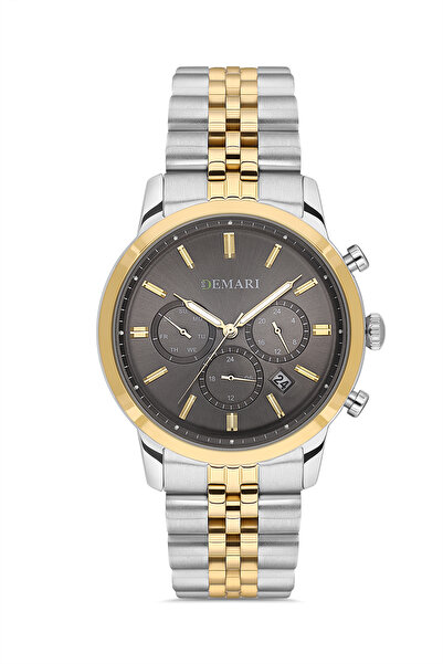 DEMARİ Men's Wristwatch Quartz Movement – Silver & Gold Steel Band, Gray Dial...