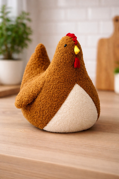 zabonti home Horoz Yastık Kahverengi Teddy Dekoratif Yastık