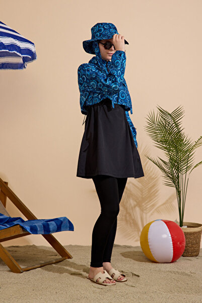 GAVLİA Women's Hijab Swimsuit 5-Piece Set - Half-Covering Zippered..