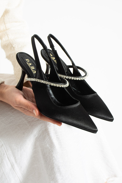 dabab shoes Vina Women's Black Pointed Toe 7 cm Thin Heeled Classic Evening D...