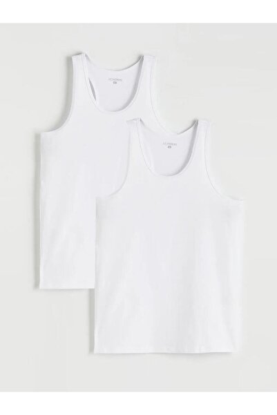 LC Waikiki White U-Neck Combed Cotton Men's Undershirt 2-Pack (S6)