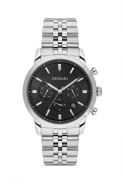 DEMARİ Men's Wristwatch Quartz Movement – Silver & Gold Steel Band, Black Dia...