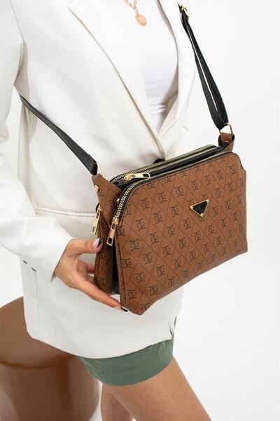 mugalas Three-Compartment Garnelii Patterned Adjustable Long Strap Women's Sh...