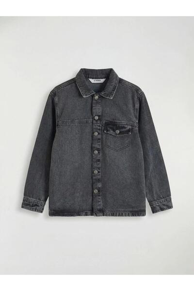 LC Waikiki Cămașă din denim pentru băieți, cu mânecă lungă, antracit (S6)