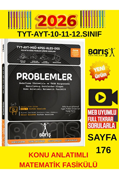 Üç Dört Beş Yayıncılık Barış Ayt 2026 Problem Ayt Konu Anlatımlı Soru Matemat...