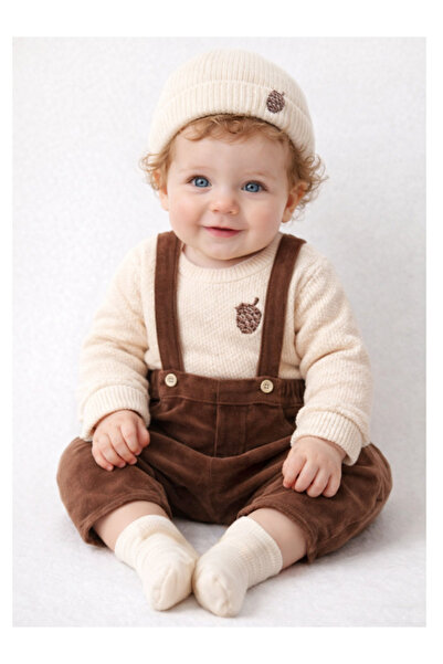 Naka Concept Oak Baby Erkek Bebek 4 Parça Salopet Set | Organic Cotton Knit B...