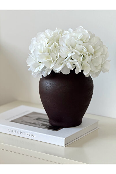 AYSA HOME DECOR Nora Ceramic Textured Bitter Brown Stoneware Vase