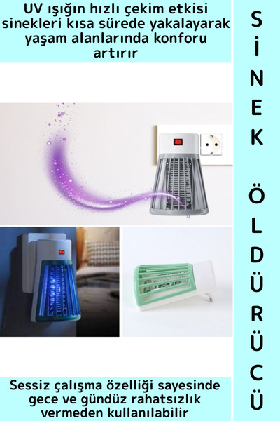Wintoup Kompakt Sessiz 1 W Ev Ofis Yatak Odası Prize Takılan UV Işık Böcek Ha...