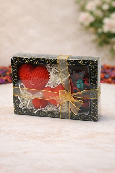 Soft Kare Set de 3 lumânări în formă de inimă – Lumânări decorative romantice...