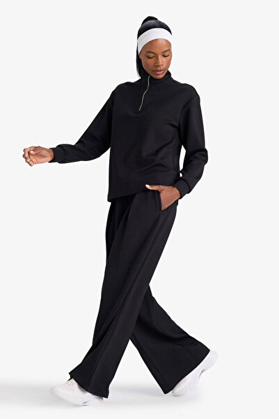 DeFacto Wide Leg Modal Black Women's Sweatpants F8429Ax/Bk81