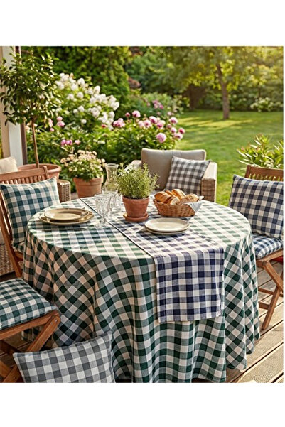 Valerium Picnic, Stain-Resistant Panama Linen Square Patterned Round Tablecloth