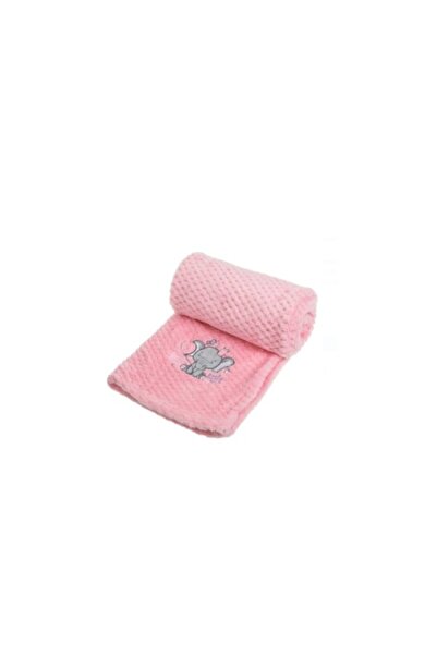 OEM Velvet Blanket for Babies, Embroidered Model, 100 x 75 cm, Pink with Elep...