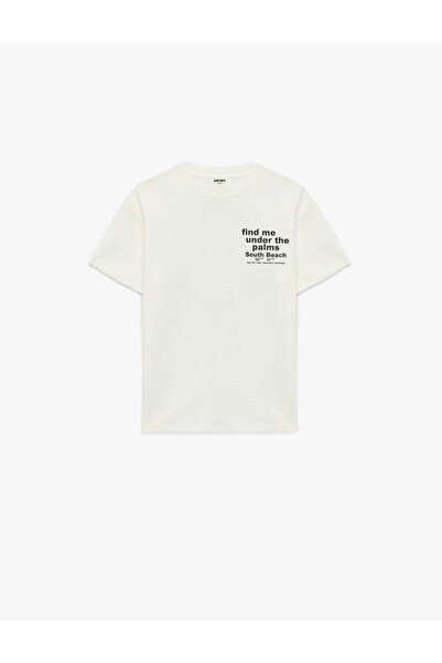 Koton Štampano Kratki rukav Pamuk Deo okrugla kragna Oversize kroj Majica