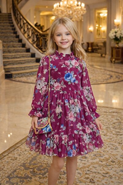 ZEYBABY Eid Girls' Dress and Bag Birthday Party Dress