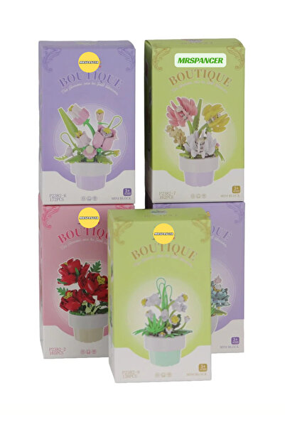 MRSPANCER 002899e - Çiçekli Legoo Yapı Çiçek Blok FANUSLU ÇİÇEK BRİCKS 1 ADET