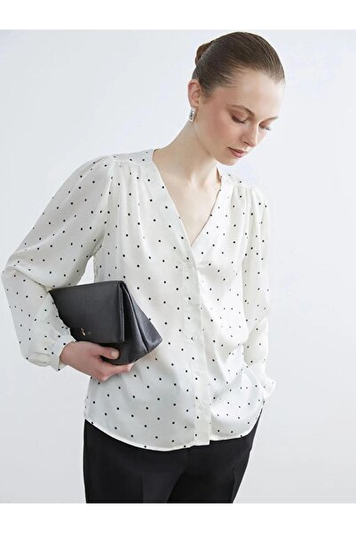 LC Waikiki V-Neck Polka Dot Satin Blouse (S6)