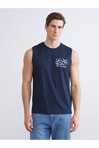 LC Waikiki طاقم الرقبة المطبوعة بتمشيط القطن الرجال بلا أكمام تي شيرت