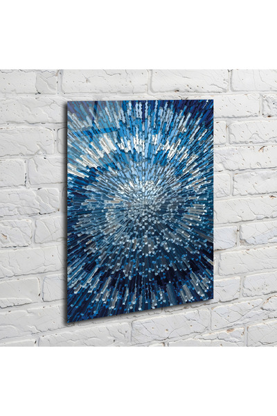 BestSanat Modern Soyut Mavi Cam Tablo