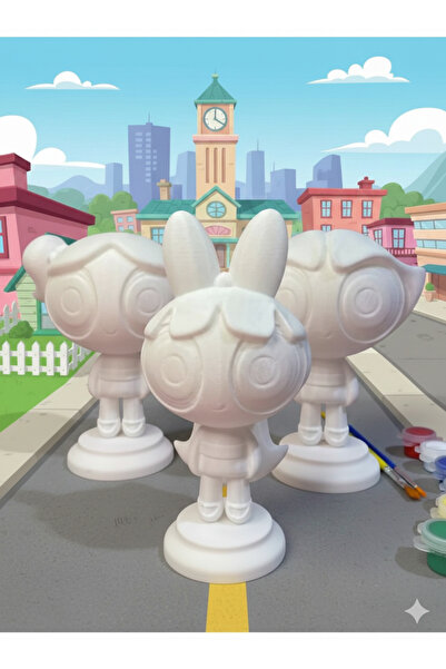 Mynivora Sevimli Güçlü Kızlar Figür Boyama Seti 10 Cm 3D Baskı 8 Renk Boya + ...