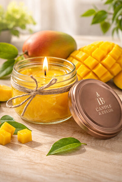 Mango Aromalı Reçel Mum 220 ml | Doğal Soya & Jel Wax | Dekoratif Mum