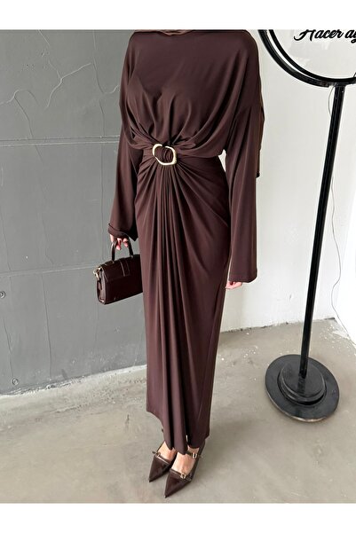 Aranlı tekstil Buckle Detailed Sandy Hijab Dress