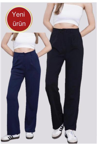 glanour Women's Black High Waist Pleated Buttoned Lycra Stretchy Comfortable ...