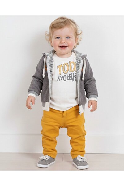 Ege Bebek Baby Boy 3-18 Months 3 Piece Stylish Set with Hooded Raincoat and J...