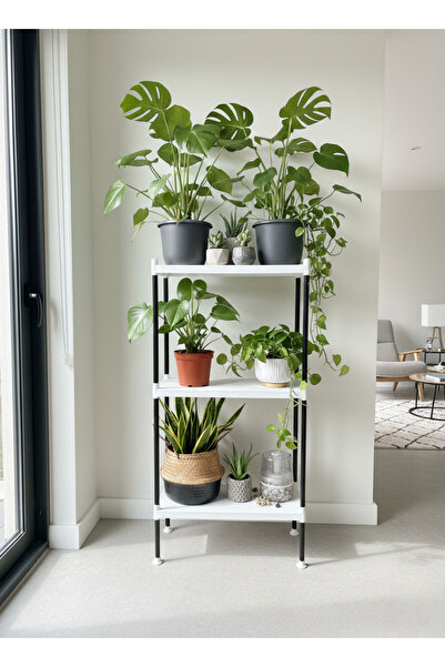 Lider Tunç TUNİVA LUNA 3 Katlı Dekoratif Saksı Standı - Elektrostatik Boyalı ...