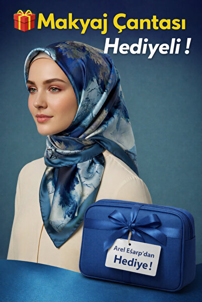 Levidor 90X90 Silk-Look Navy Blue Colorful Scarf – Non-Slip Twill Stylish Design