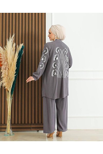 Marka Knitted Stone Triple Inner Tunic Short Sleeve Stylish Hijab Plus Size Set